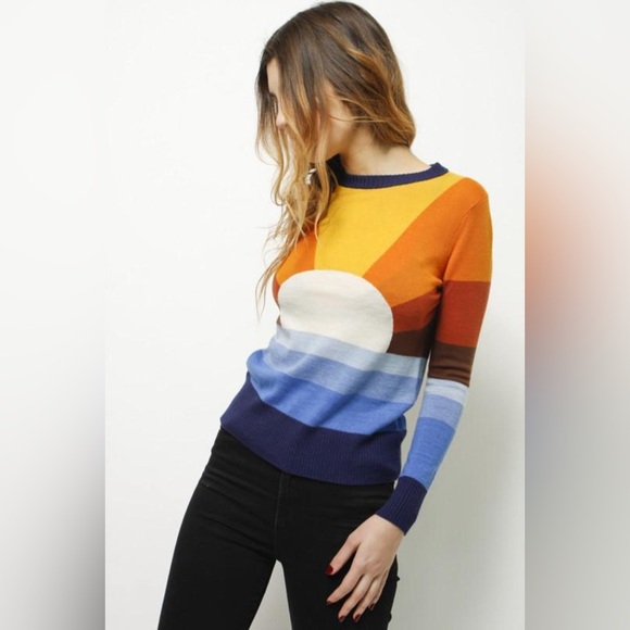 Stoned Immaculate California Dreamin Sweater Multi Sunset Wool Small Intarsia - Picture 3 of 11